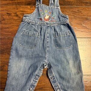 Vintage Osh Kosh B’Gosh Denim Overalls with Embroidered Design Baby Size 18 Mo